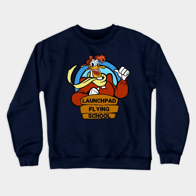 Launchpad Flying School Crewneck Sweatshirt by SimplePeteDoodles